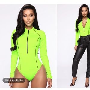 Lime green long sleeve bodysuit